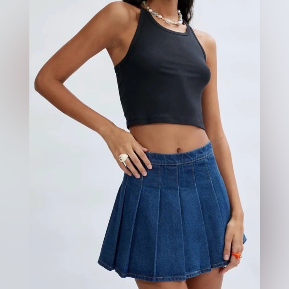 Aritzia Sunday Best “Lennon” Denim Pleated Mini Skirt Blue Size 8